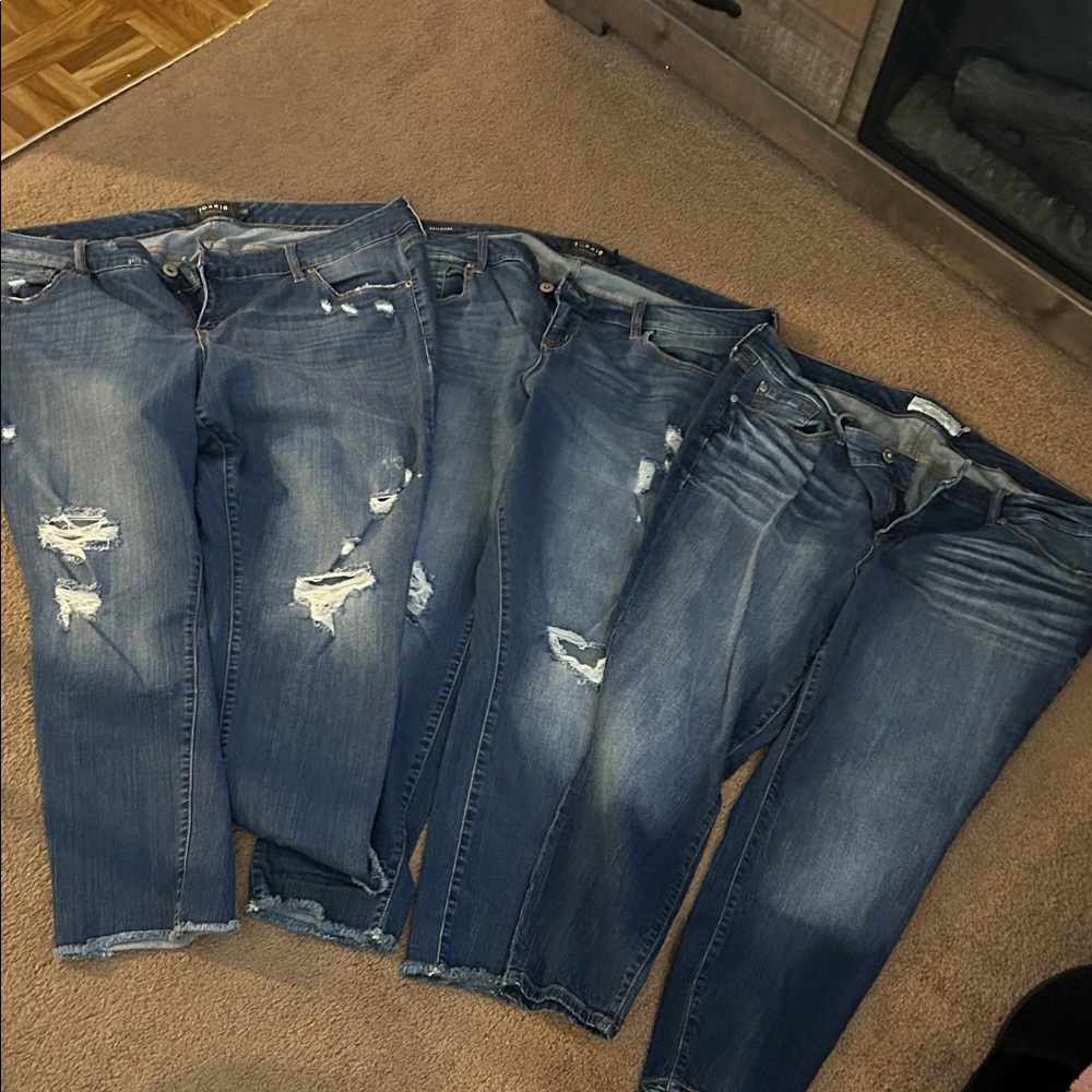 Torrid Blue Distressed Ankle Jeans